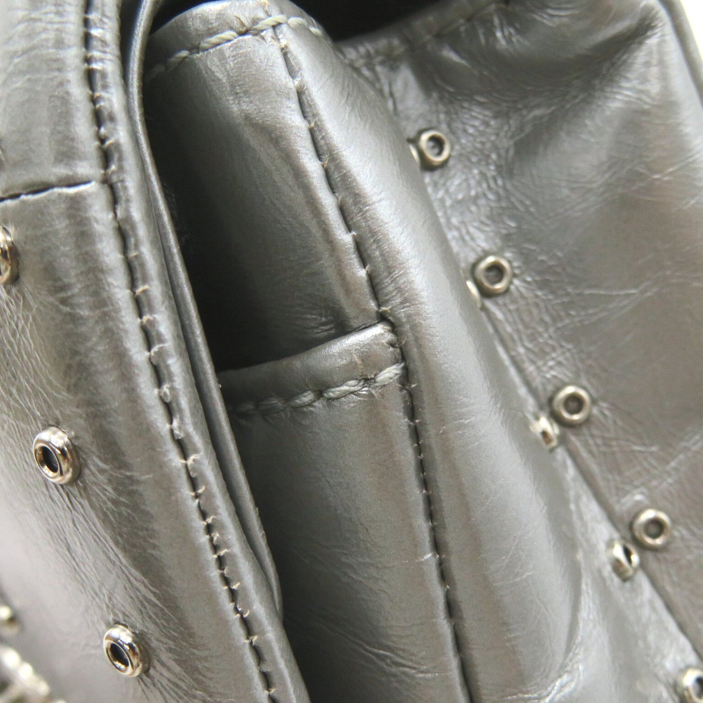 CHANEL Airline W Flap ChainShoulder Silver Calfskin [cowhide]