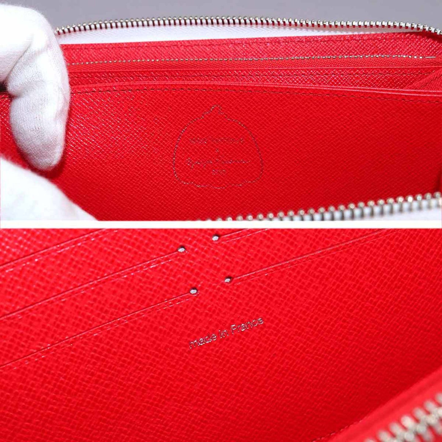 LOUIS VUITTON Epi Infinity Dot LVxYK Zippy Wallet Long Leather White Red M81961 RFID