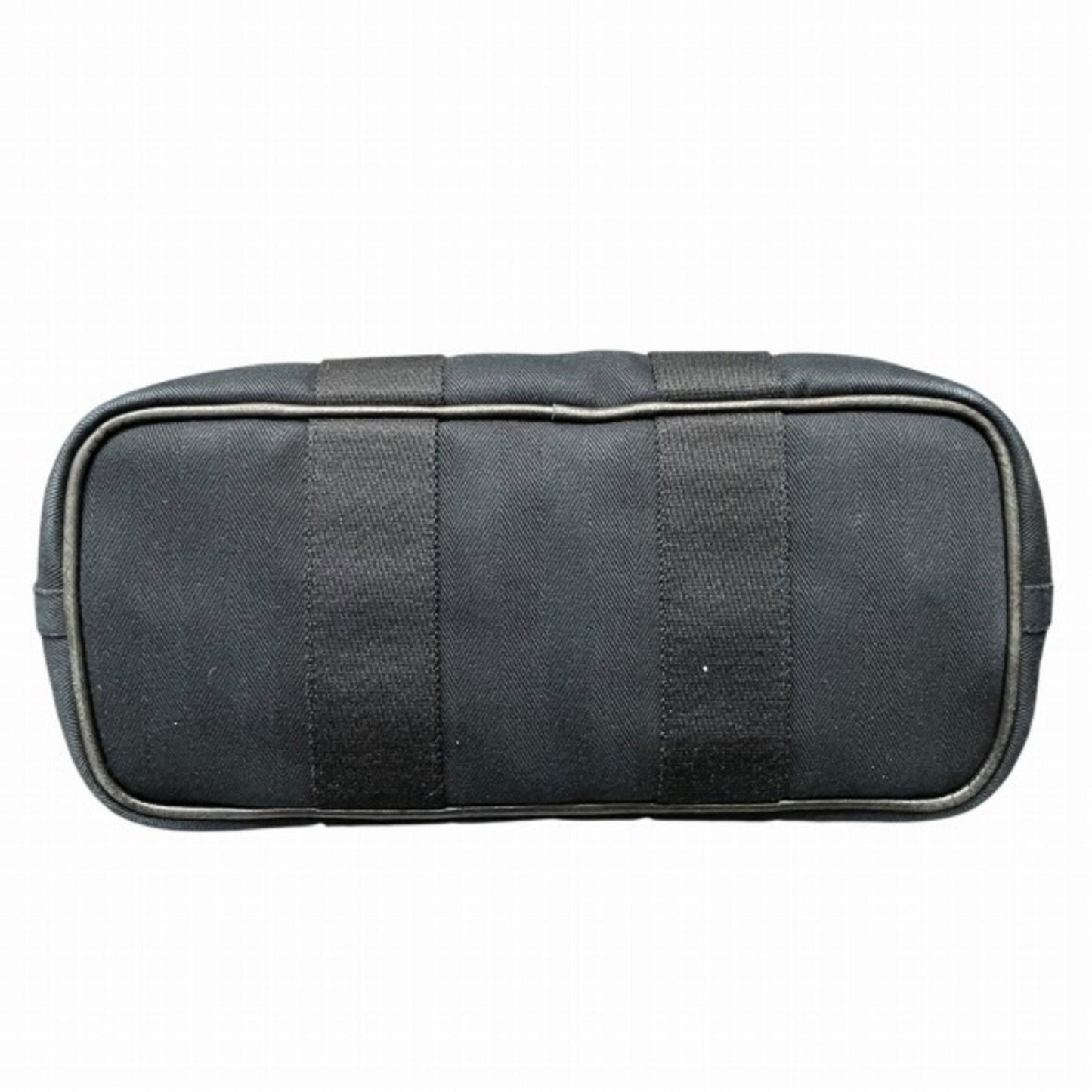 Hermes Black Toile Chevron Leather Handbag ( )