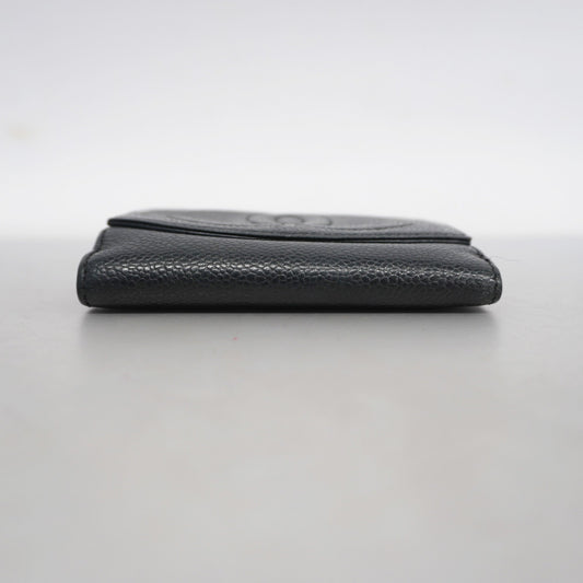 Chanel Bi-fold Wallet Women's Caviar Leather Black