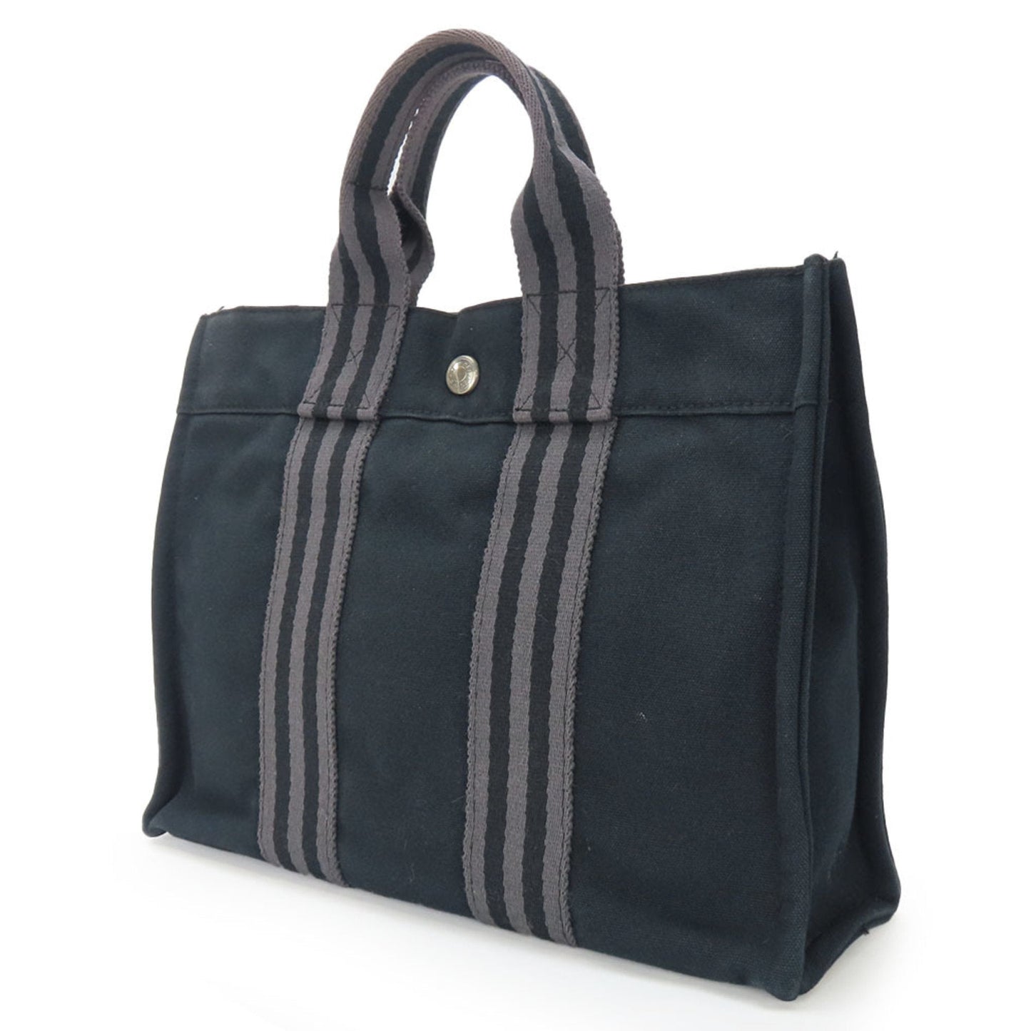 Hermes Black Gray Canvas Handbag ( )