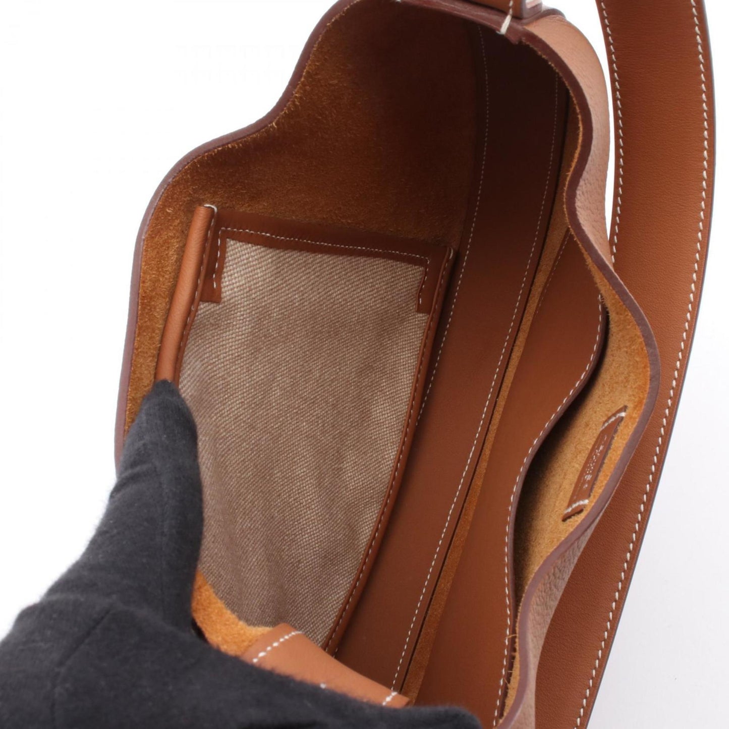 Hermes Brown Gold Brown Togo Leather Shoulder Bag ( )