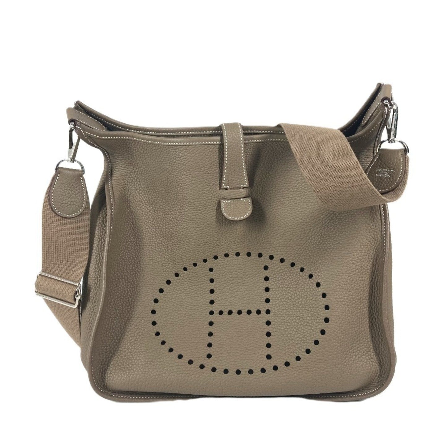 Hermes Beige Etoupe Gray Taurillon Clemence Leather Shoulder Bag ( )