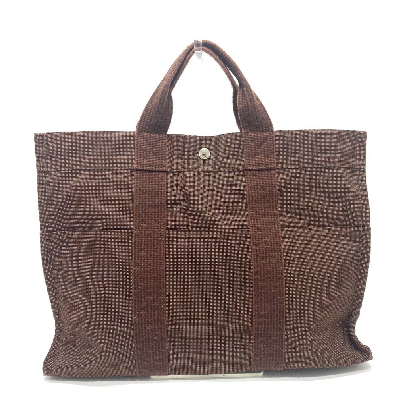 Hermes Brown Canvas Handbag Tote Bag ( )