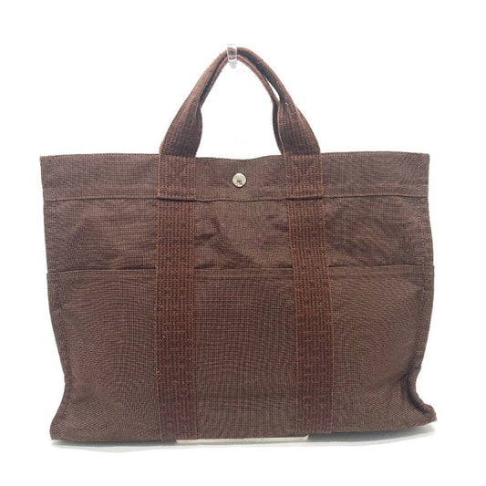 Hermes Brown Canvas Handbag Tote Bag ( )