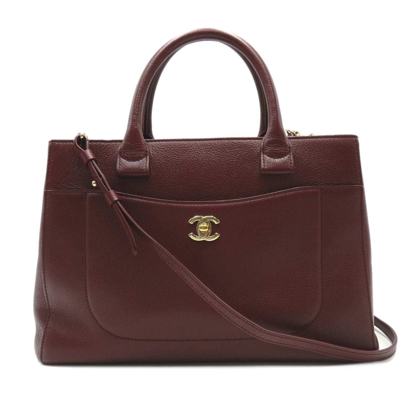 CHANEL 2way tote Red Bordeaux leather A69930