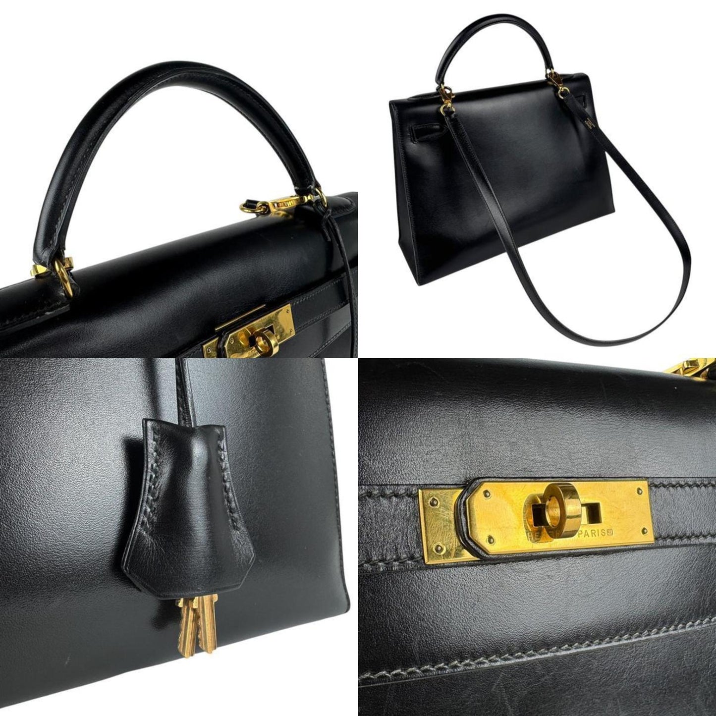 Hermes Black Box Calf Leather Handbag Shoulder Bag ( )