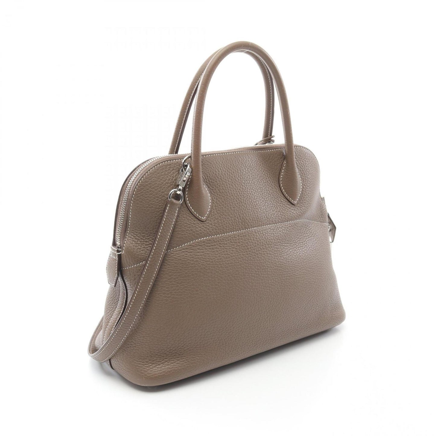 Hermes Bolide Brown Etoupe Gray Taurillon Clemence Leather Handbag ( )