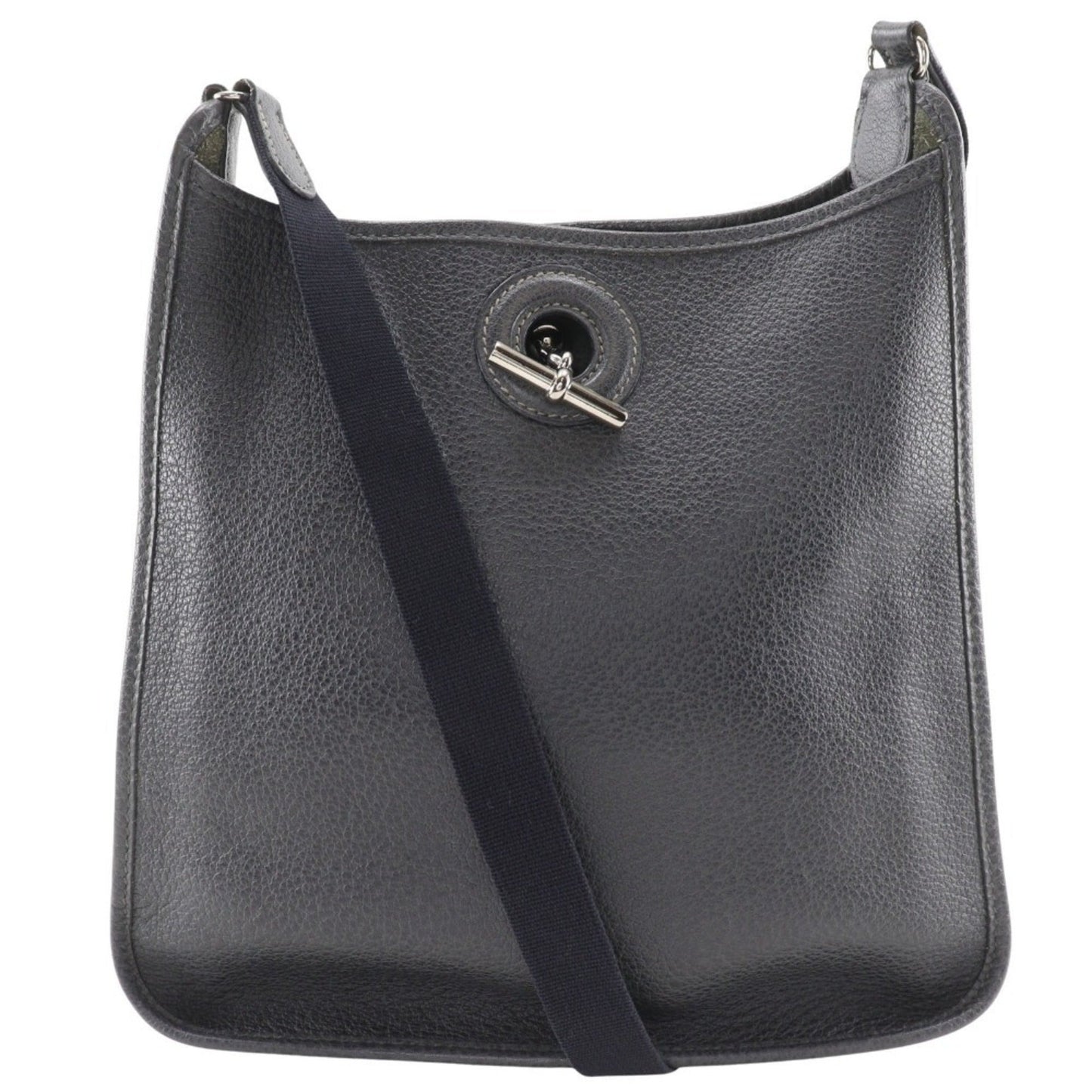 Hermes Black Gray Leather Shoulder Bag ( )