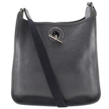 Hermes Black Gray Leather Shoulder Bag ( )