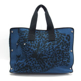 Hermes Black Blue Canvas Tote Bag ( )