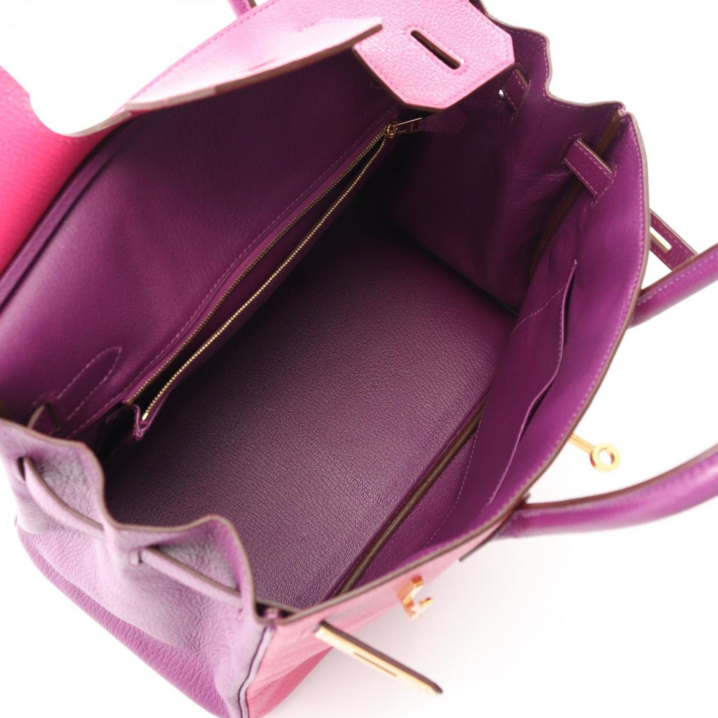Hermes Birkin Anemone Pink Purple Rose Shocking Chevre Leather Handbag ( )