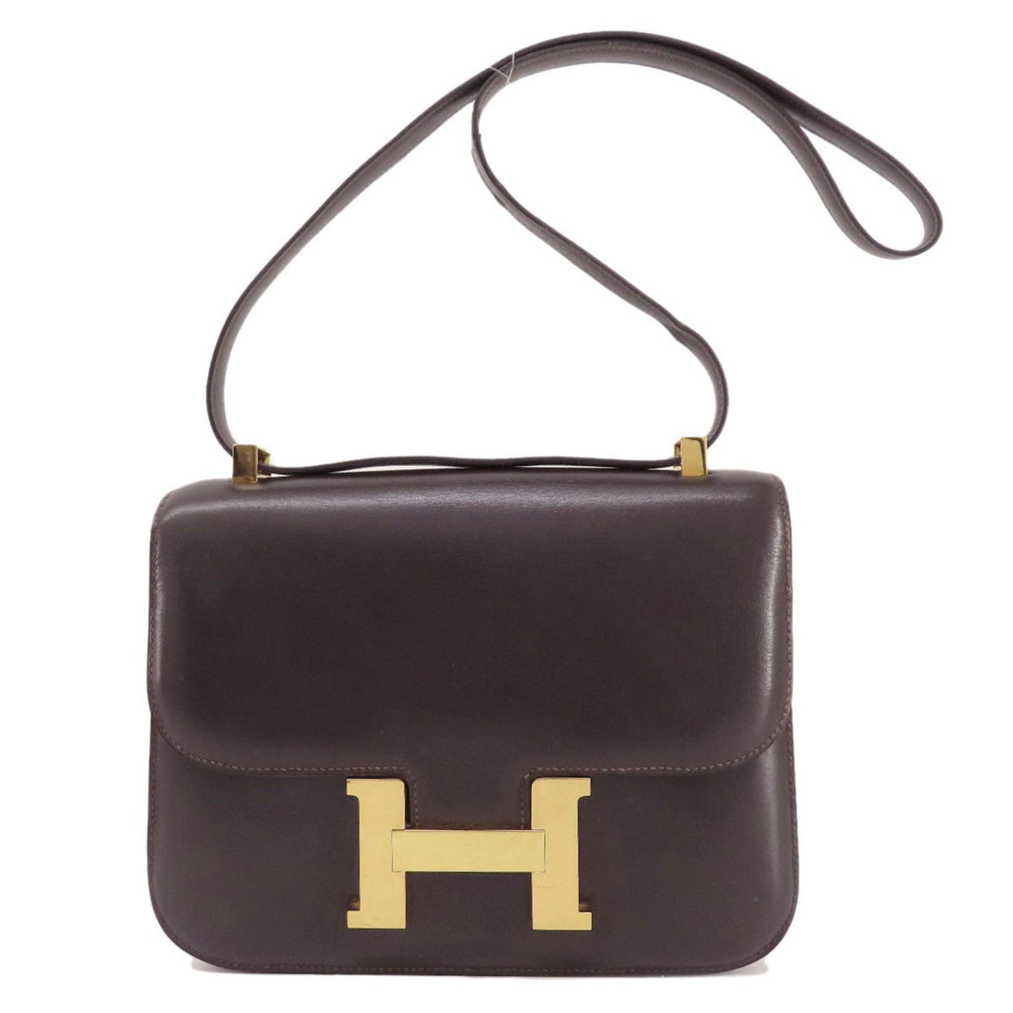 Hermes Brown Box Calf Leather Shoulder Bag ( )