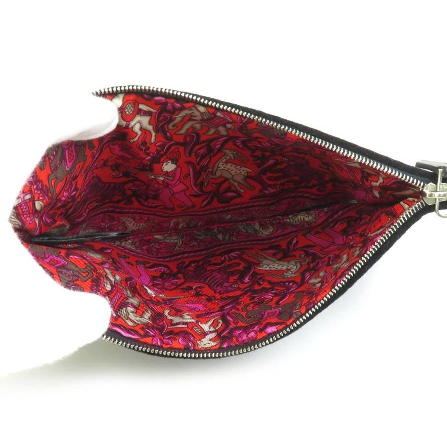 Hermes Black Multi-Color Red Color Felt Silk Pouch ( )