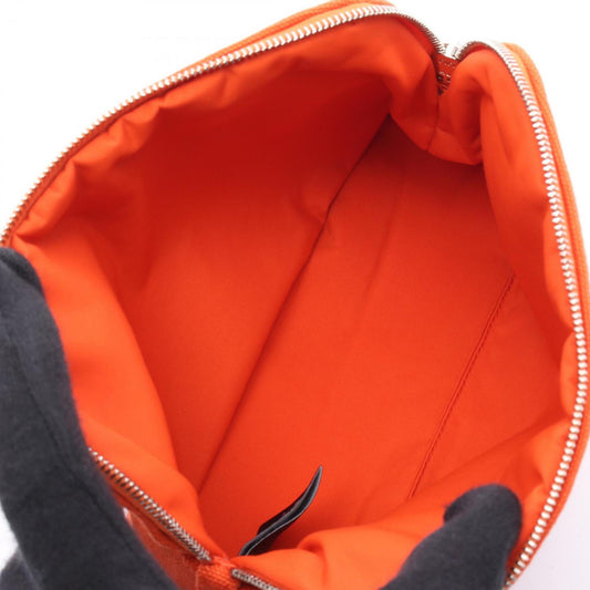 Hermes Brown Orange Canvas Leather Pouch ( )