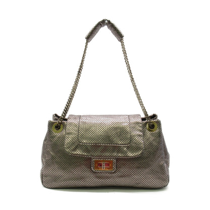 CHANEL 2.55 ChainShoulder Bag Silver metallic leather