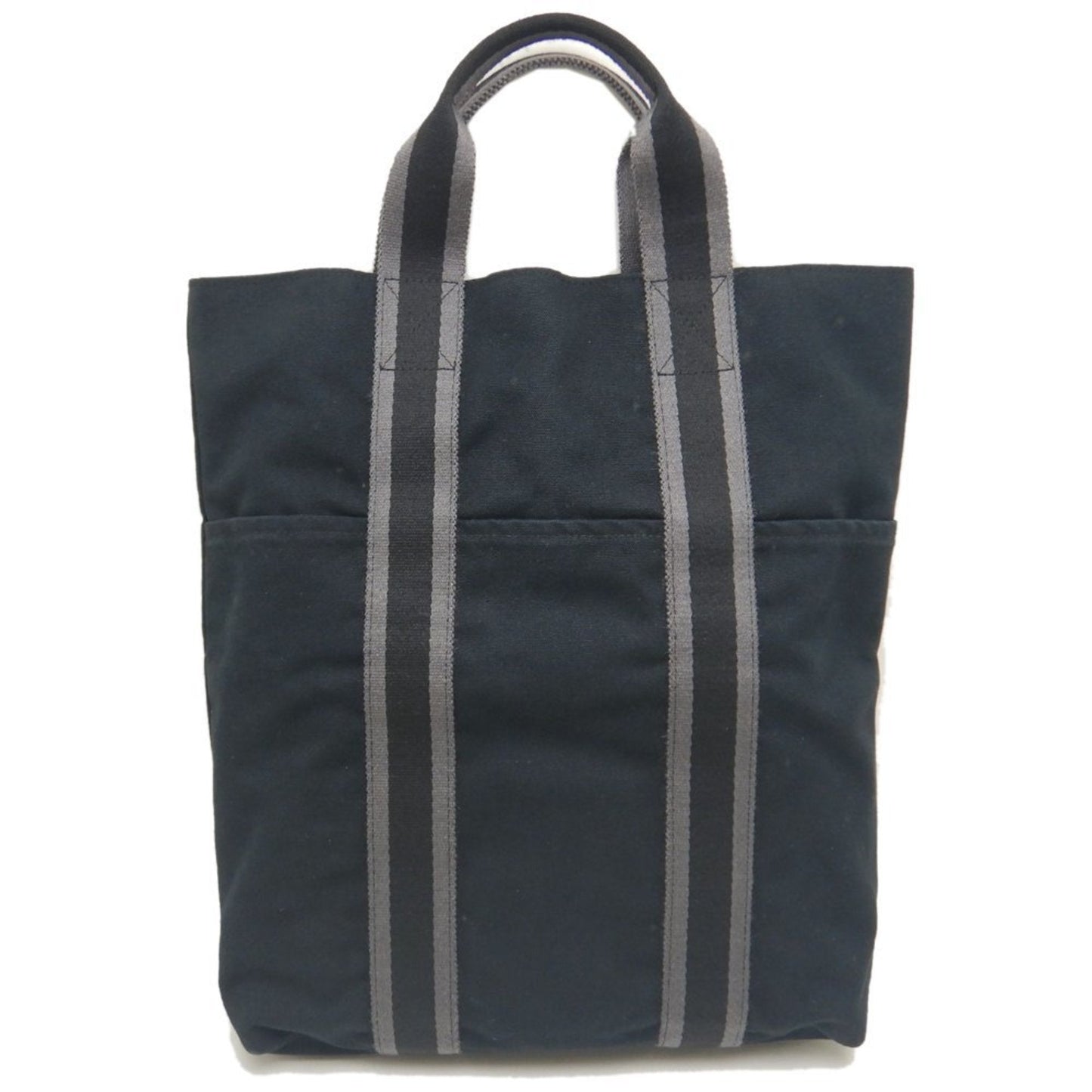Hermes Black Gray Canvas Tote Bag ( )