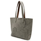 Hermes Brown Gray Felt Leather Handbag Tote Bag ( )