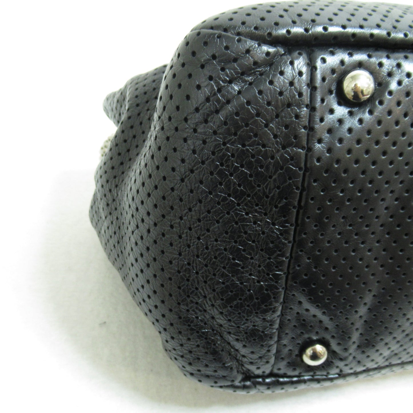 CHANEL 2.55ChainShoulder Bag Black leather Punching leather
