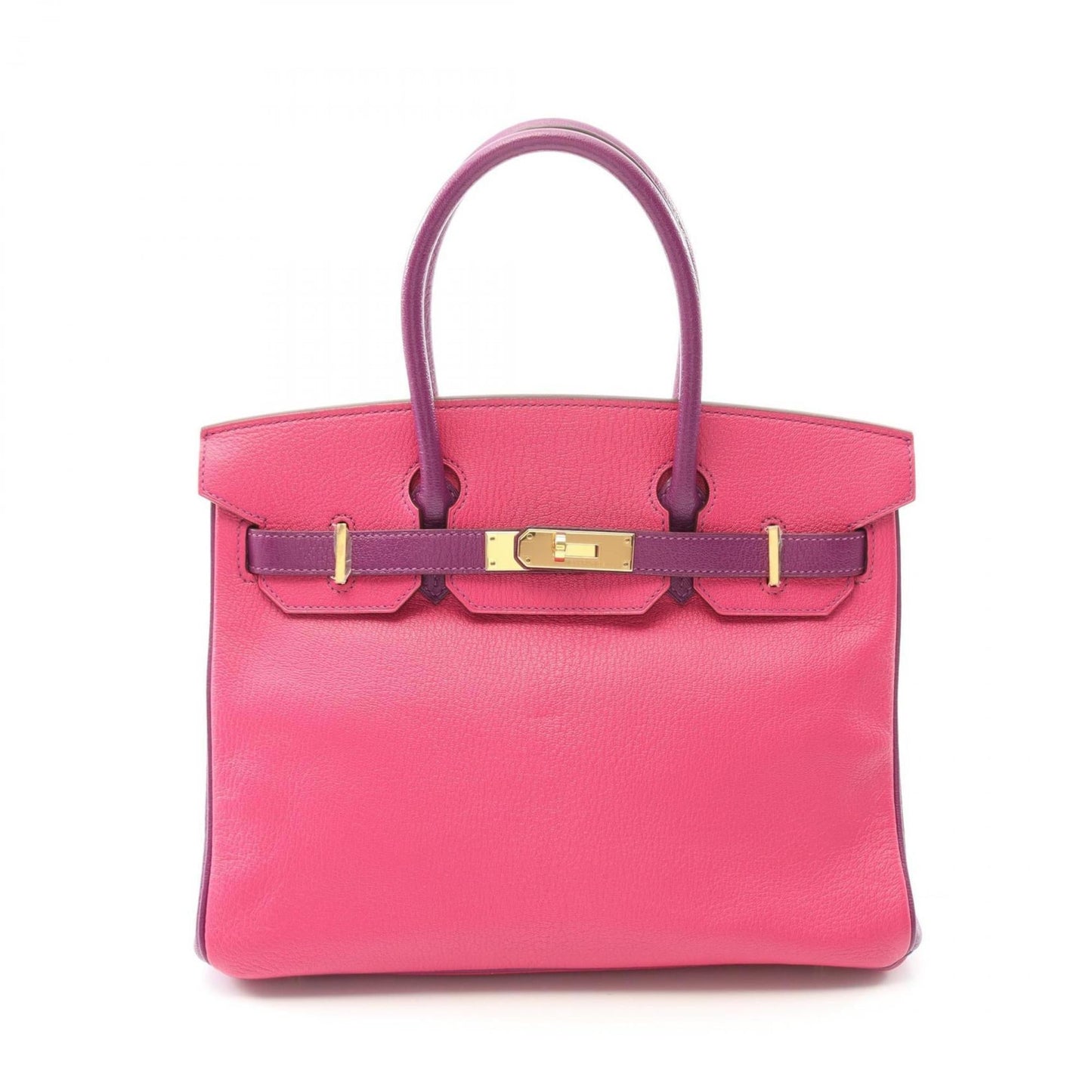 Hermes Birkin Anemone Pink Purple Rose Shocking Chevre Leather Handbag ( )