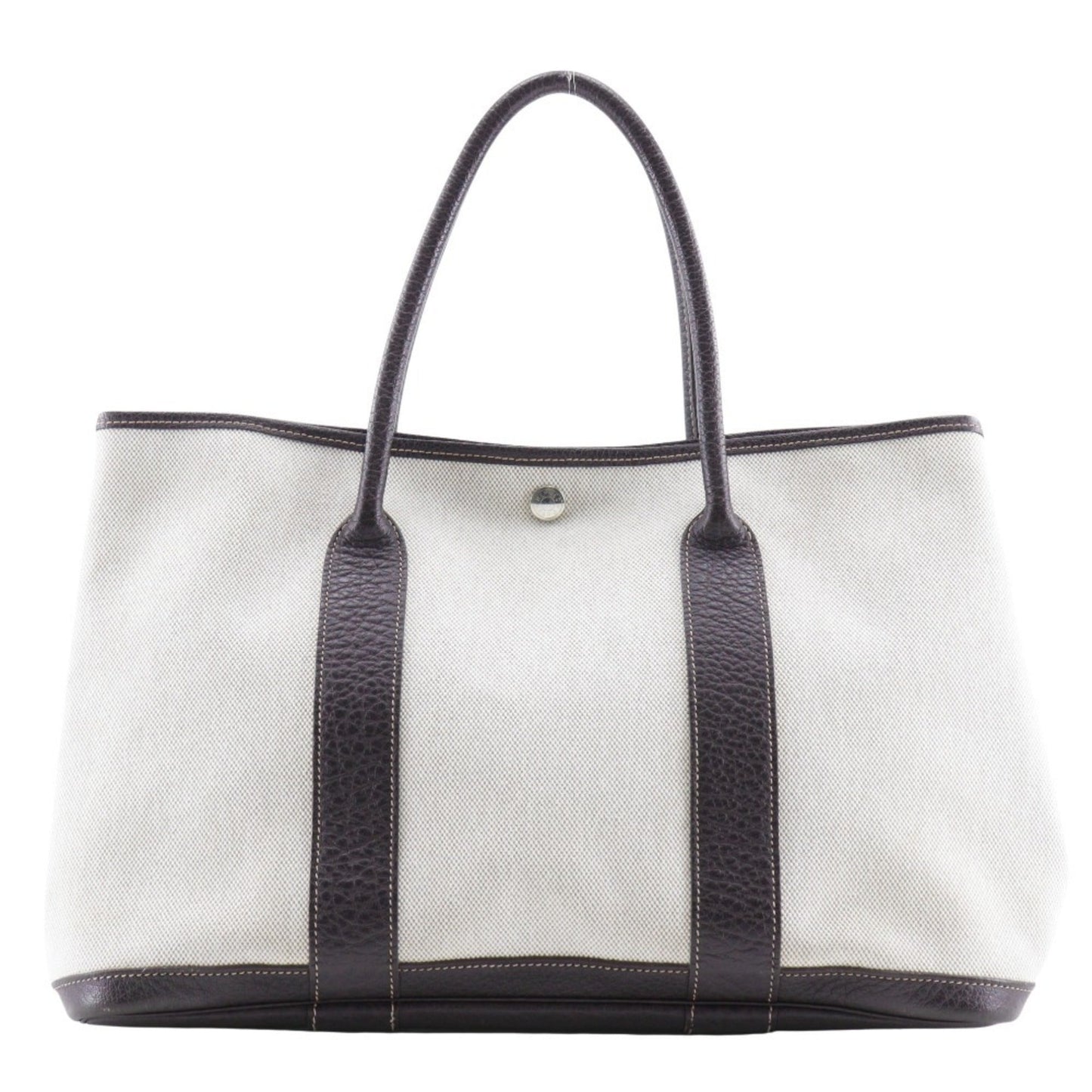 Hermes Beige Brown Marron Toile H Buffalo Leather Tote Bag ( )