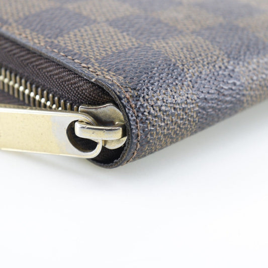 LOUIS VUITTON Zippy Wallet Long N60015 Damier Canvas Brown Unisex