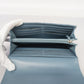 Chanel bi-fold long wallet lambskin light blue silver metal
