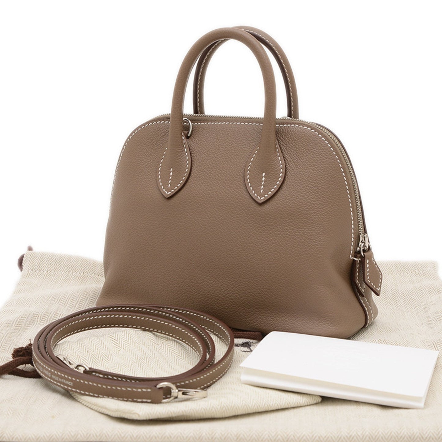 Hermes Bolide Etoupe Gray Leather Handbag ( )