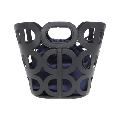 Hermes Black Navy Silk Handbag ( )