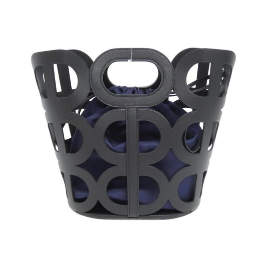 Hermes Black Navy Silk Handbag ( )