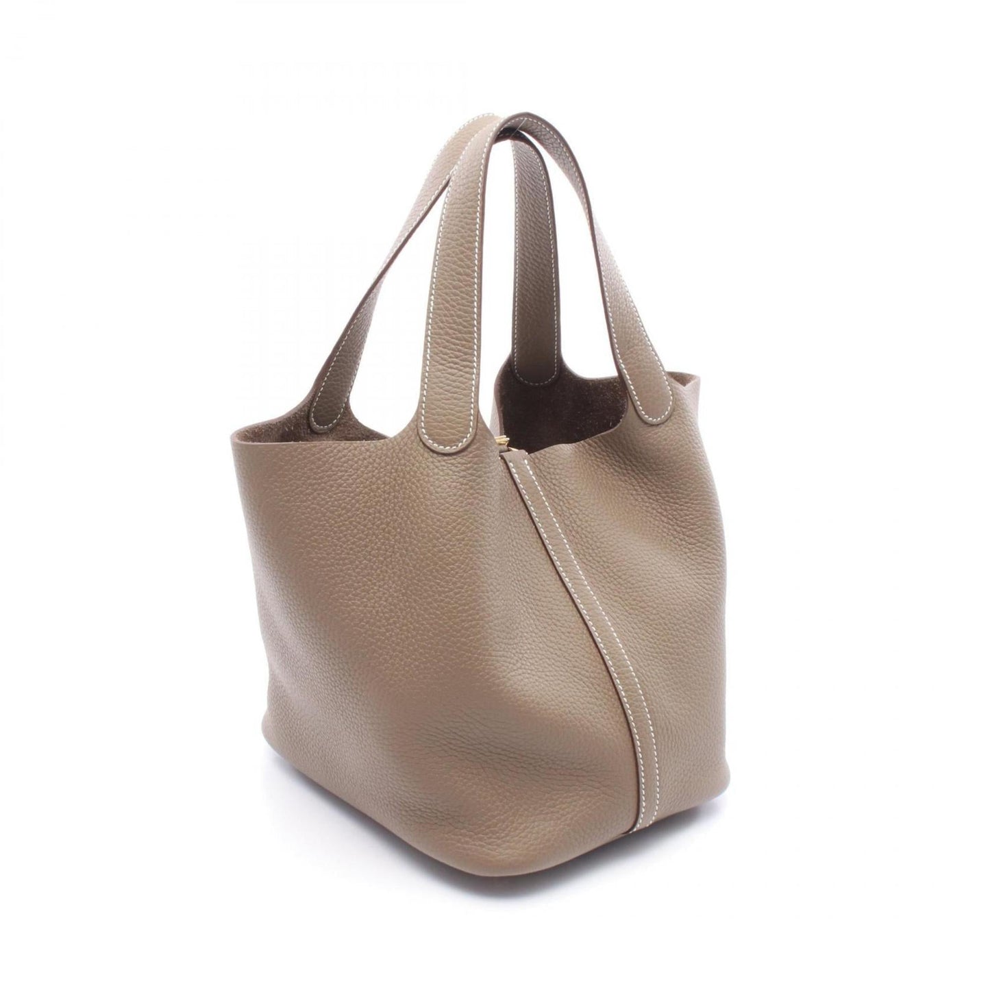 Hermes Brown Etoupe Gray Taurillon Clemence Leather Handbag ( )