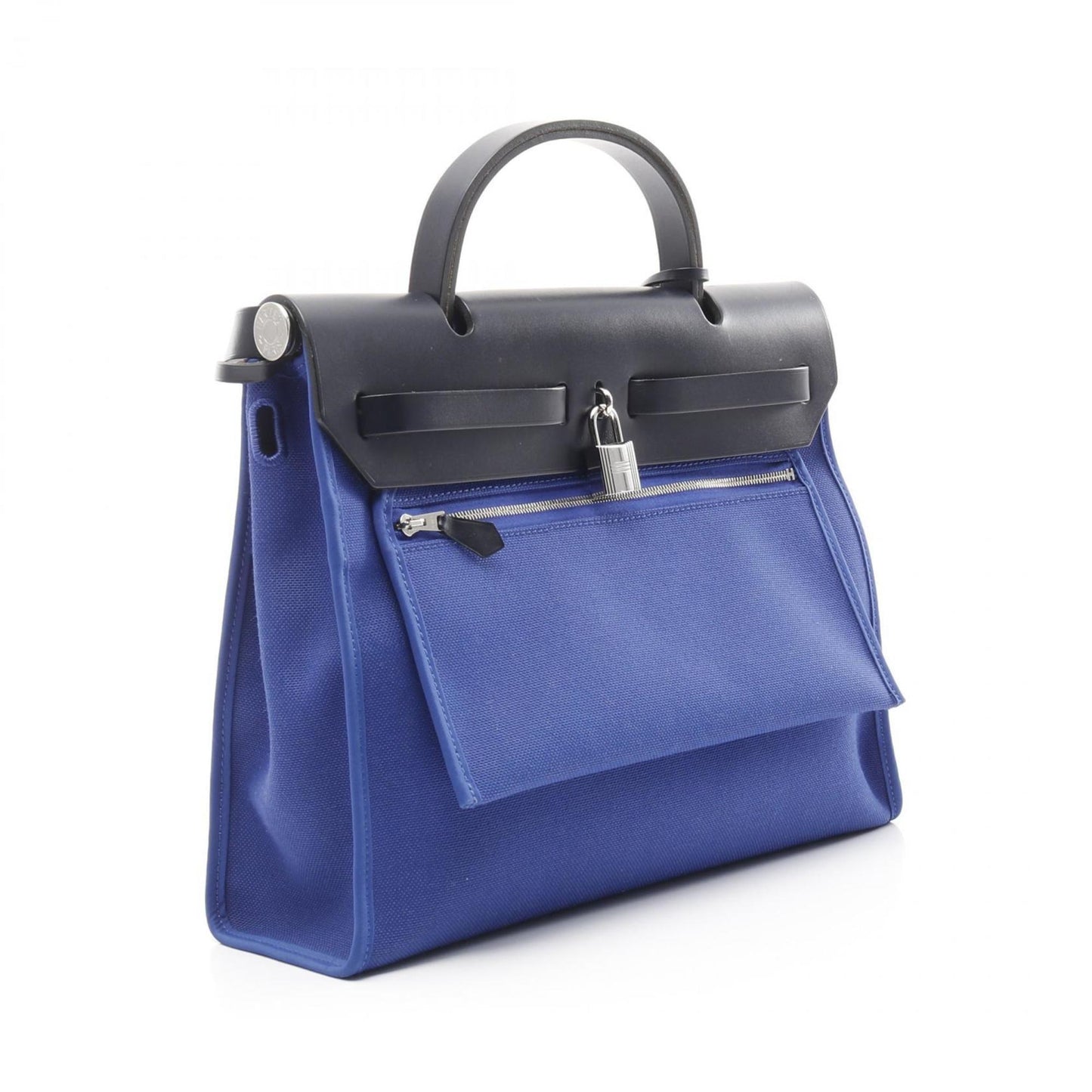 Hermes Bleu Saphir Blue Navy Canvas Leather Handbag ( )