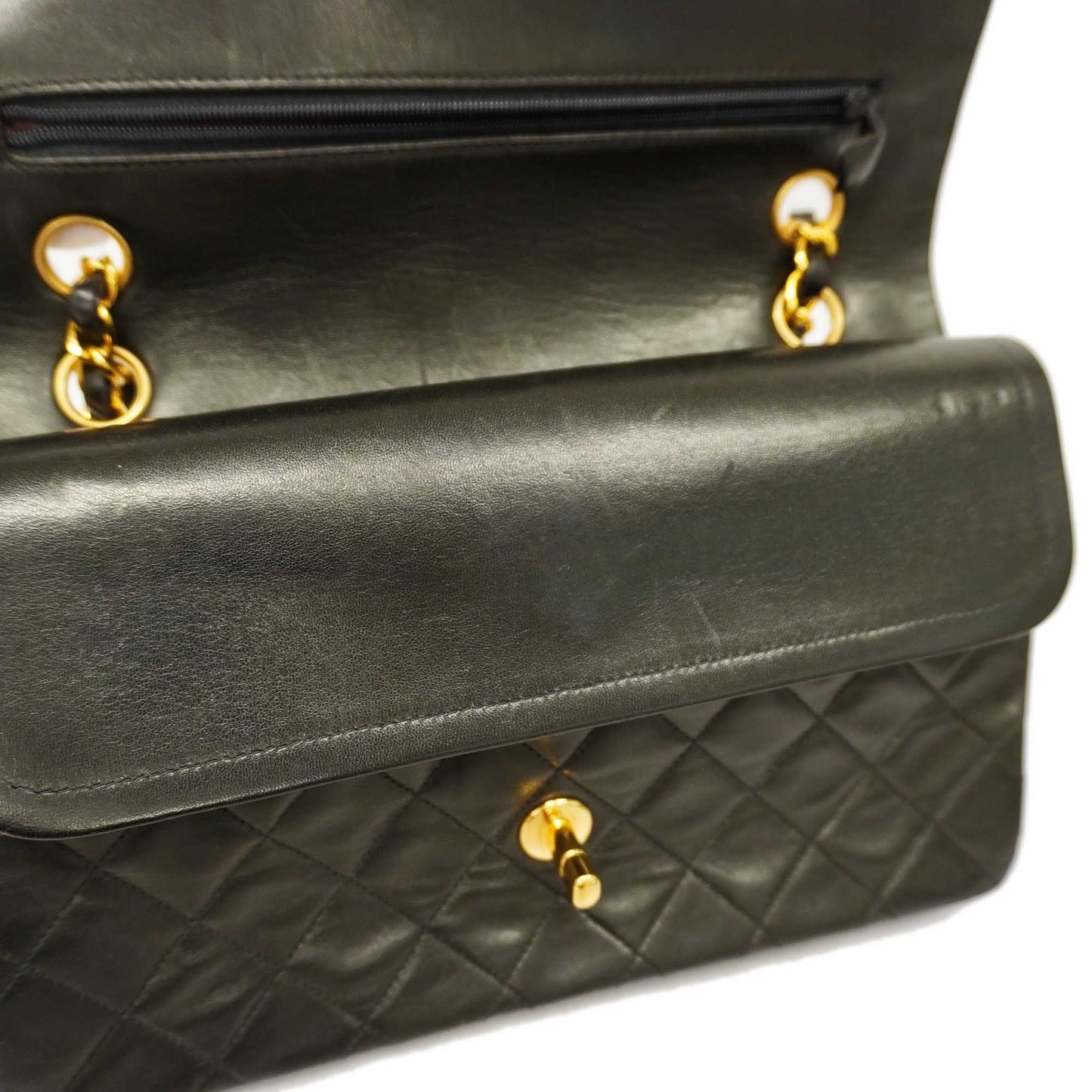 CHANEL Matelasse W Flap W Chain Women's Leather Shoulder Bag Black