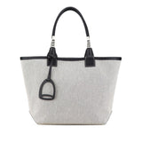 Hermes Black Gray Toile H Swift Leather Handbag Tote Bag ( )