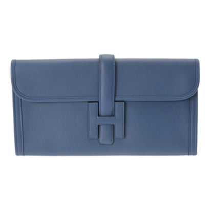 Hermes Blue Agate Swift Leather Clutch Bag ( )