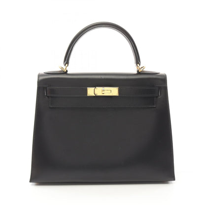 Hermes Black Box Calf Leather Leather Handbag ( )