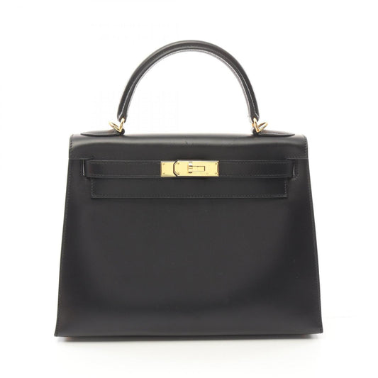 Hermes Black Box Calf Leather Leather Handbag ( )