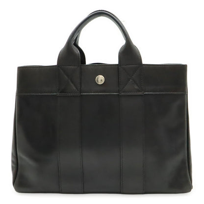 Hermes Black Leather Handbag Tote Bag ( )