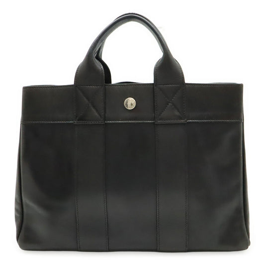 Hermes Black Leather Handbag Tote Bag ( )