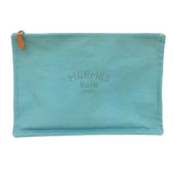 Hermes Blue Canvas Pouch ( )