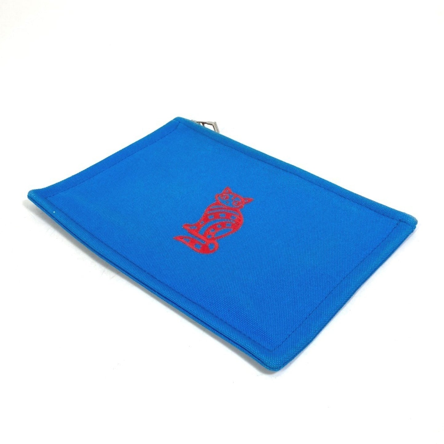 Hermes Blue Red Color Canvas Pouch ( )