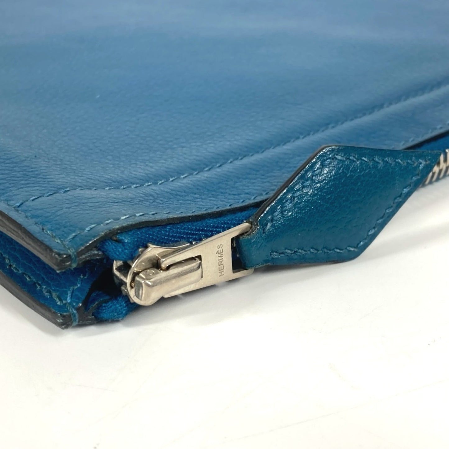 Hermes Blue Leather Clutch Bag Pouch ( )