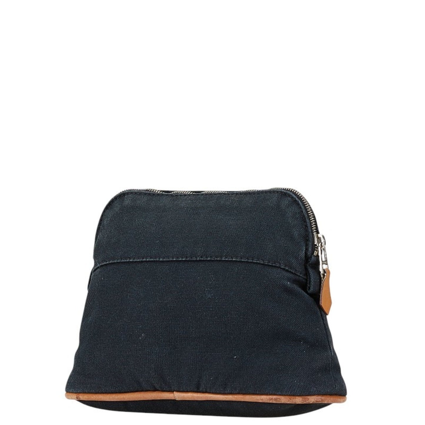 Hermes Bolide Black Brown Cotton Leather Pouch ( )