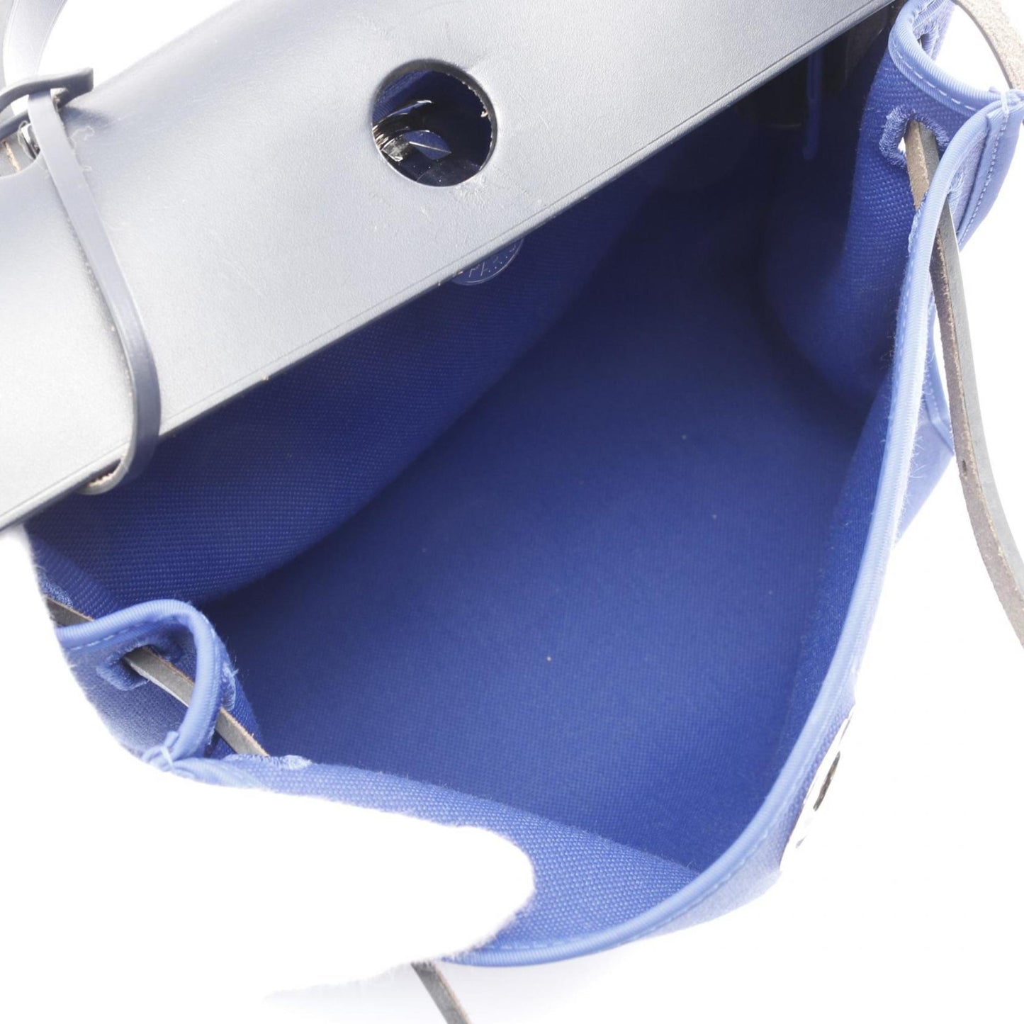 Hermes Bleu Saphir Blue Navy Canvas Leather Handbag ( )