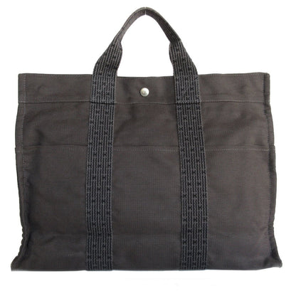 Hermes Dark Gray Canvas Handbag Tote Bag ( )