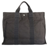 Hermes Dark Gray Canvas Handbag Tote Bag ( )