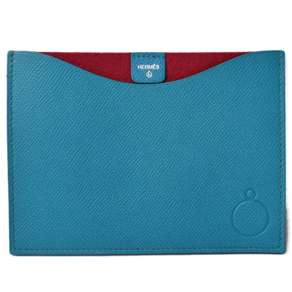 Hermes Blue Red Color Epsom Leather Felt Pouch ( )