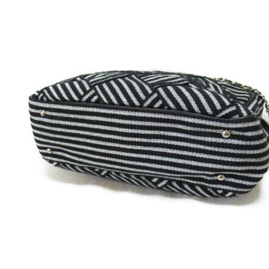 CHANEL 2way shoulder bag Black Silver Nylon polyester