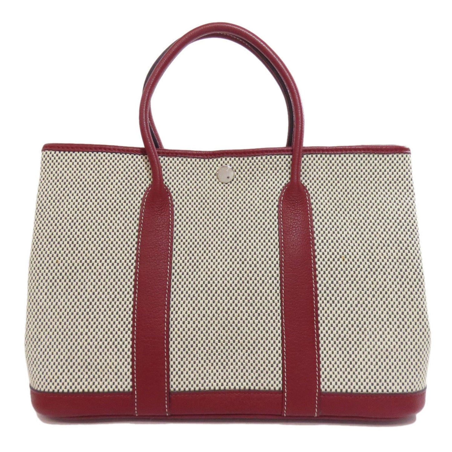 Hermes Bordeaux Gray Canvas Handbag ( )