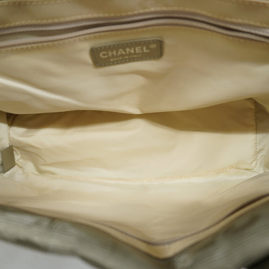 CHANEL   New Travel Line Women's Nylon,Leather Tote Bag Silver